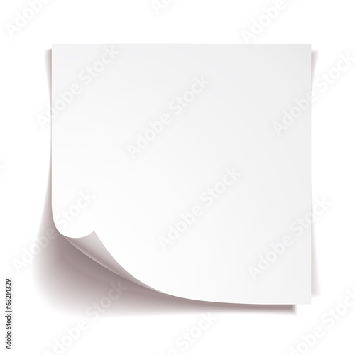 White stick note paper on white background