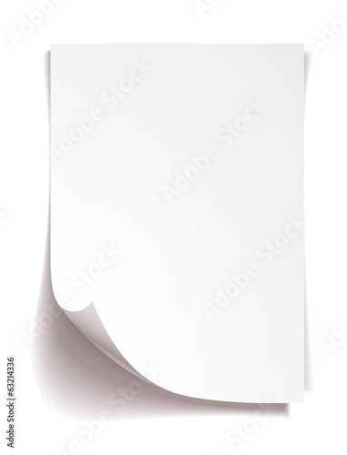 White note paper on white background