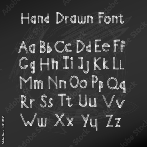 Hand drawn alphabet. Handwritten font. Vector Illustration