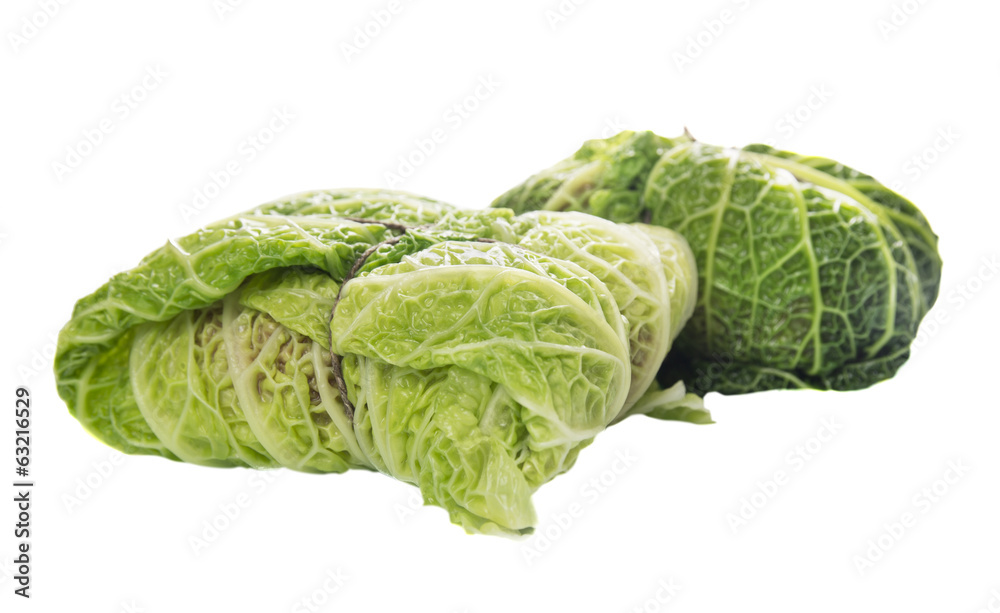 Fototapeta premium Savoy cabbage roll preparation,isolated