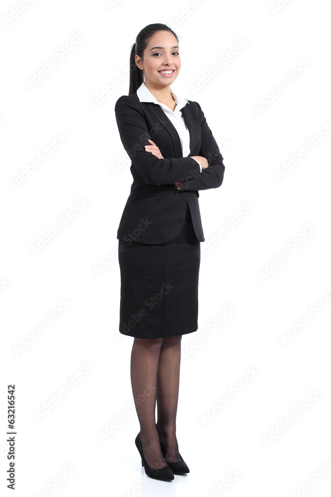 Arab business standing confident woman posing happy Arab business standing confident woman posing happy