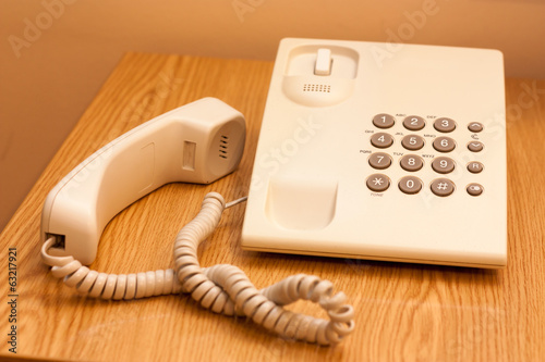 Hanged off hotel telephone