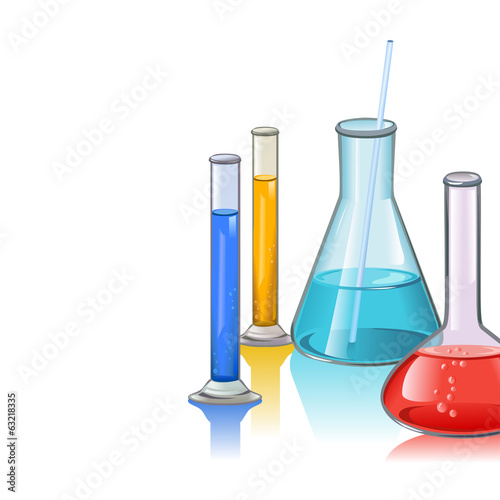 Colored laboratory flasks glassware template
