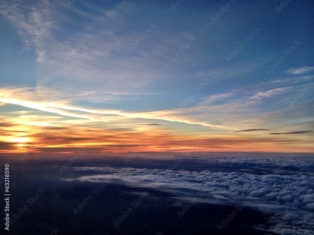 sunset seen during a flight