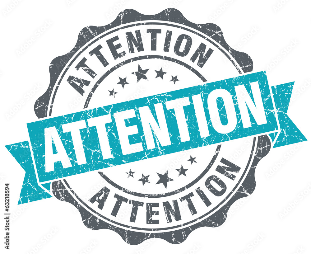 Fototapeta premium Attention blue grunge retro style isolated seal