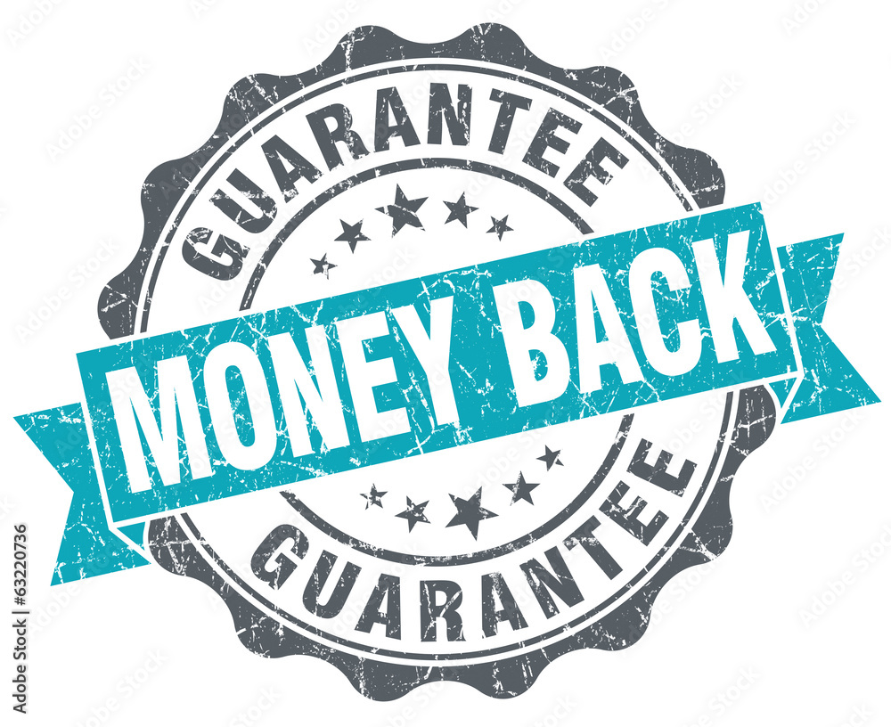 Fototapeta premium Money back blue grunge retro style isolated seal