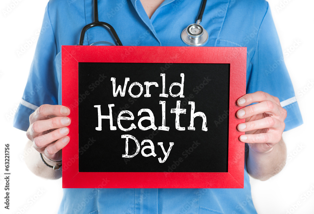 World health - Physician with chalkboard World health - Physician with chalkboard