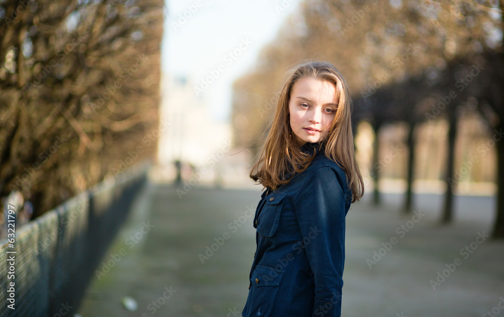 Young girl outdoors on a spring day