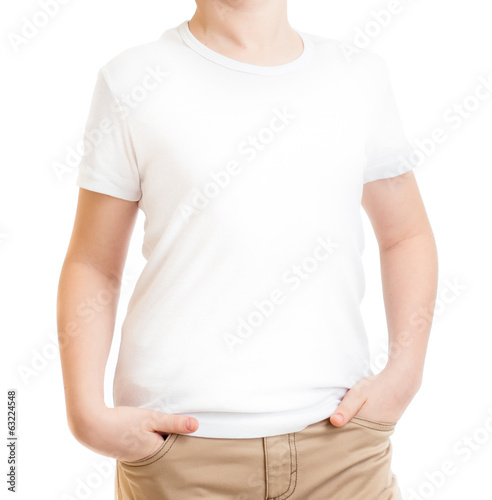 cropped model kid in t-shirt or tshirt isolated on white