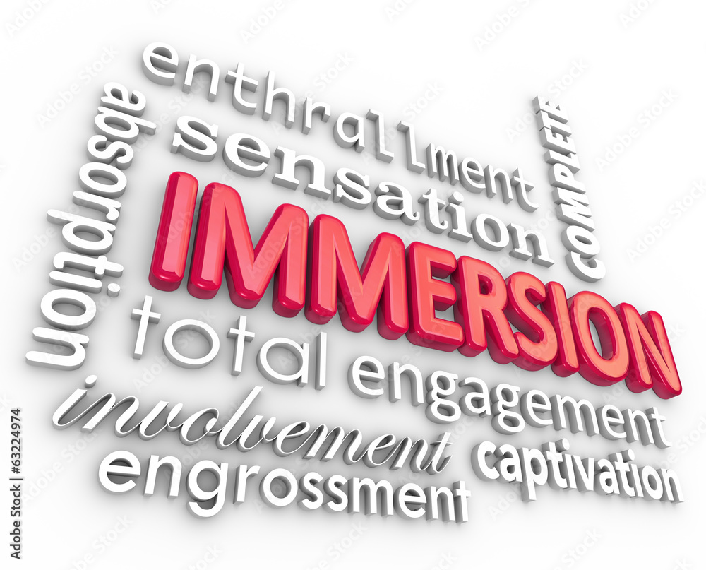 Immersion 3D Word Background Total Involvement Captivation Immersion 3D Word Background Total Involvement Captivation