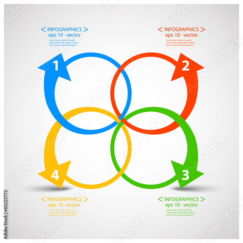 Vector infographic with arrows, four colors, rotation