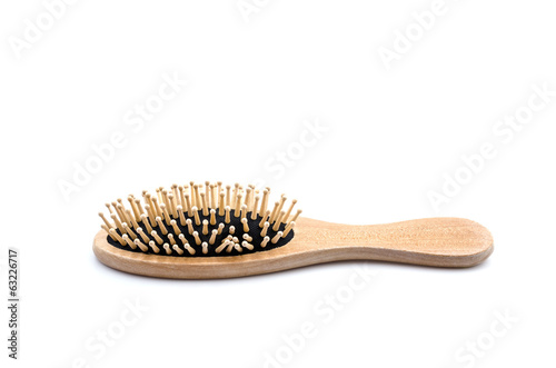 Wood comb isolated white background