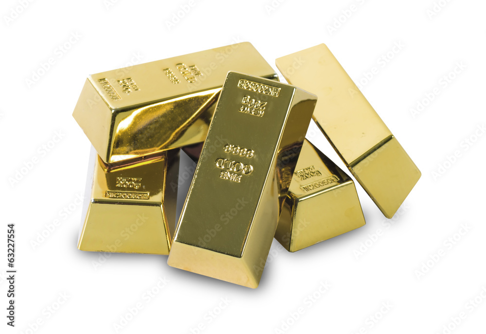 Set of gold bars isolated o