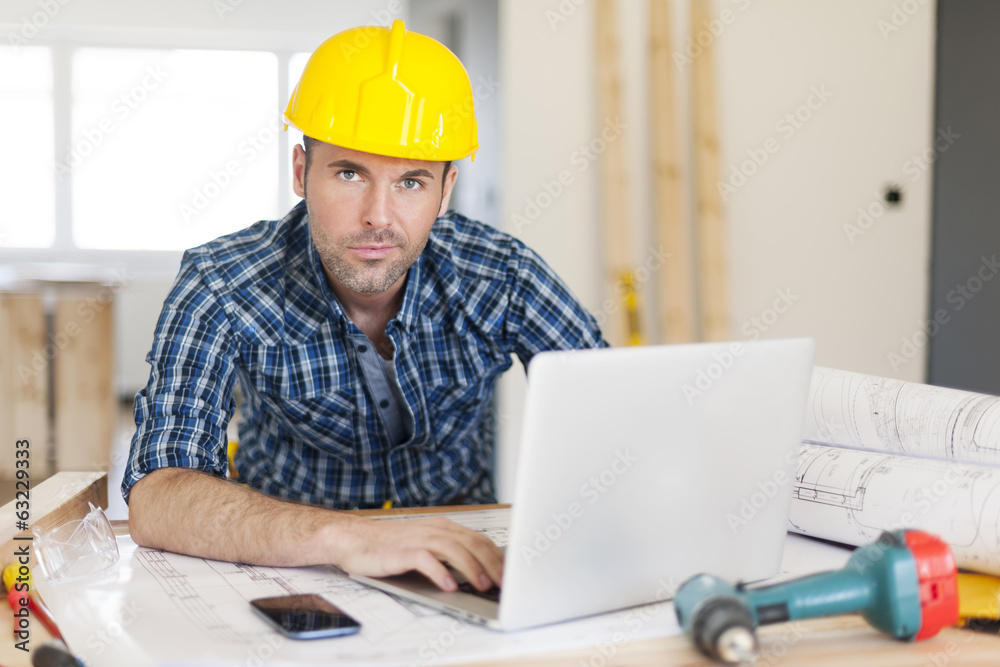 Manly construction worker at work Manly construction worker at work