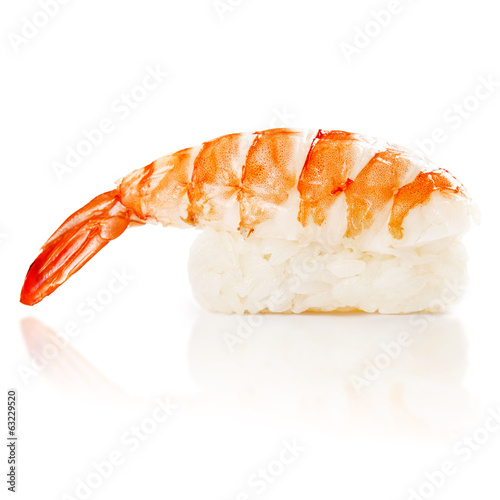 traditional fresh japanese sushi on a white background