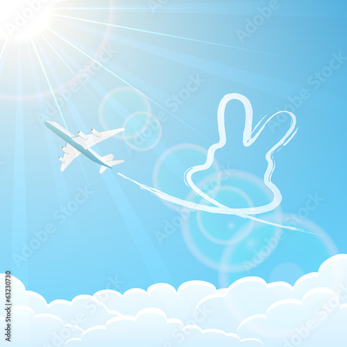 Rabbit and plane in the sky
