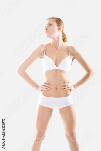 young fitness girl underwear exercisers