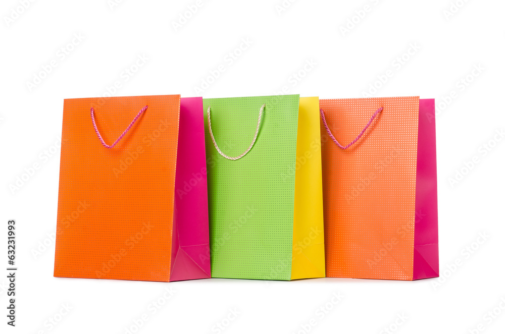 Colourful shopping bags isolated on white Colourful shopping bags isolated on white