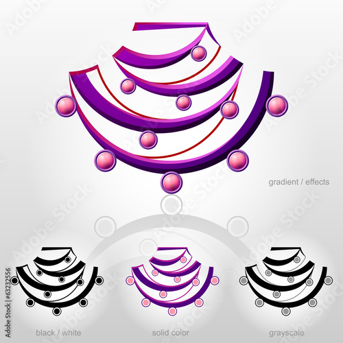 Symbol in shape of bust with bead necklace