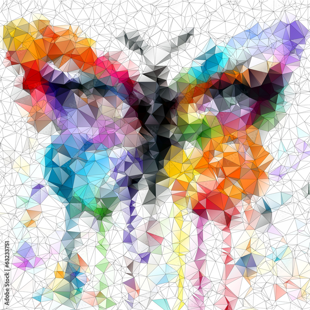 Naklejka premium multicolor jasny motyl streszczenie tło geometryczne