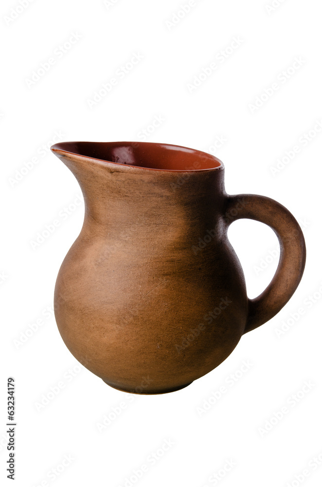 Clay jug, it is isolated on white