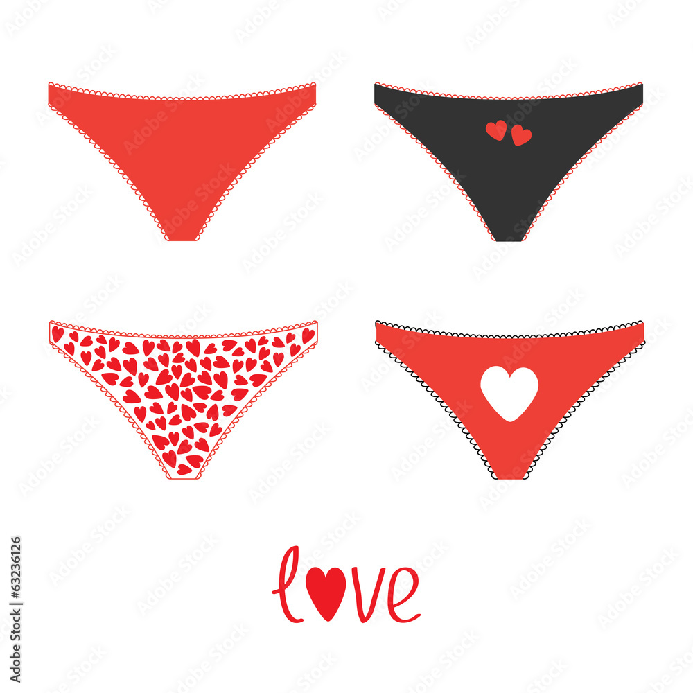 Women's underwear panties. Funny set. Love card. Stock Vector