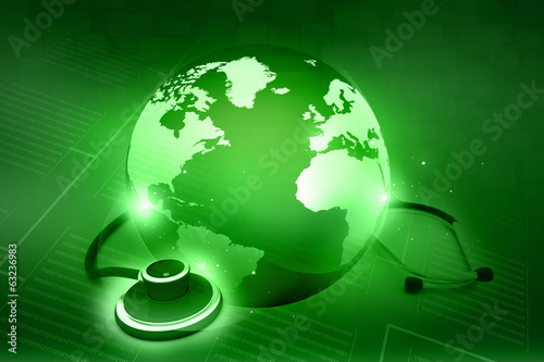 Stethoscope and world. global healthcare concept