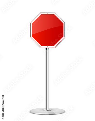 Red stop road sign