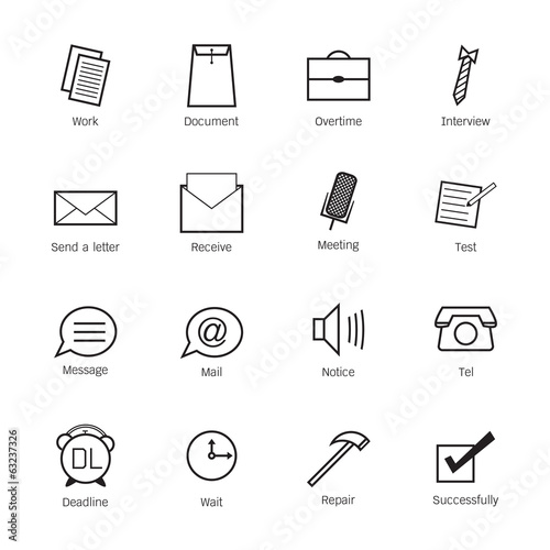 Business and work Icons. Vector illustration