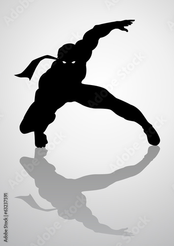 Silhouette illustration of a masked superhero