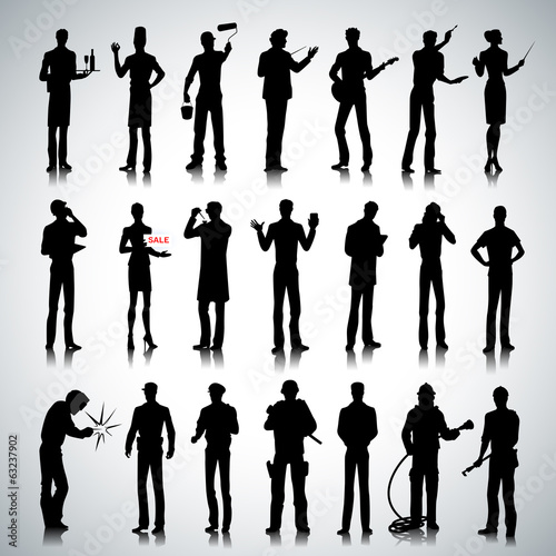 Silhouettes of different professions men