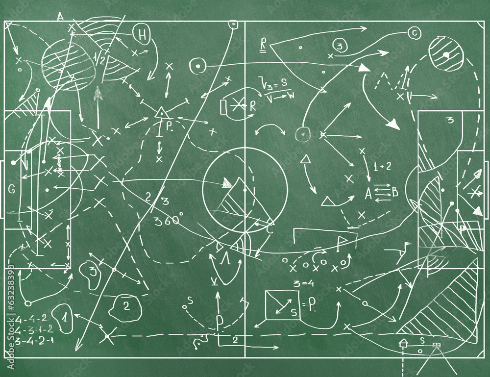 Fototapeta premium Football field with markings coaching setting for the game