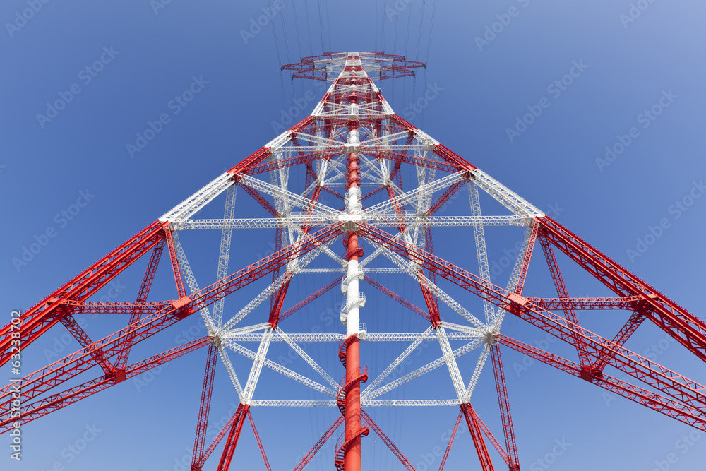 electricity high voltage pylon perspective view