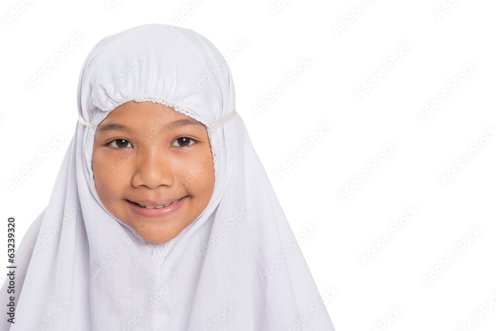 Young Muslim Girl In White Hijab Young Muslim Girl In White Hijab