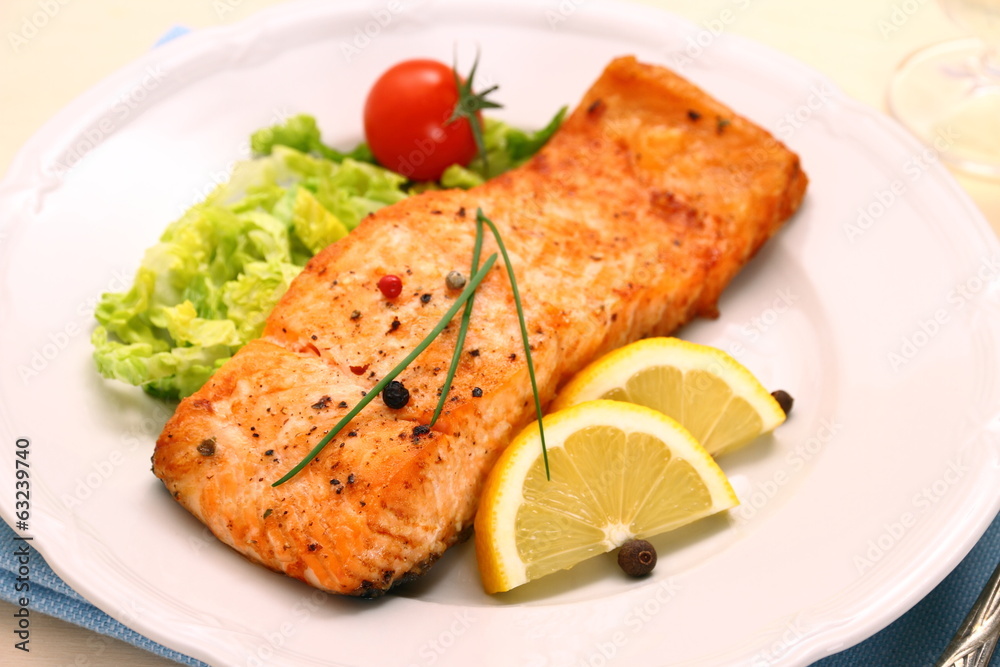 Grilled salmon filet and vegetables Grilled salmon filet and vegetables
