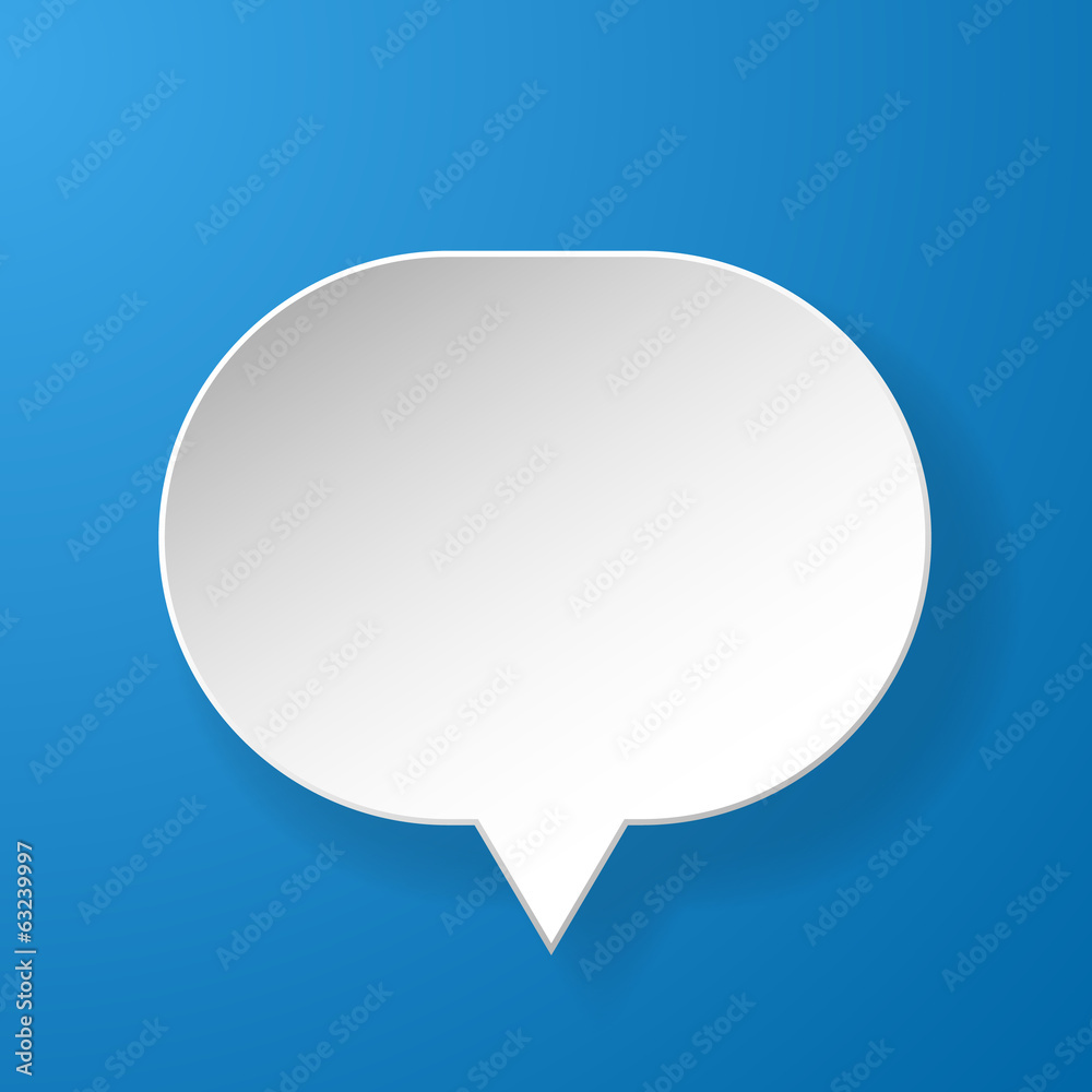 Abstract paper speech bubble on blue background Abstract paper speech bubble on blue background