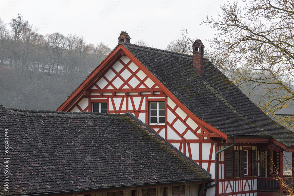 Old house with timbered wall