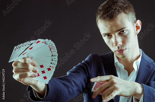 Magician Showing Cards