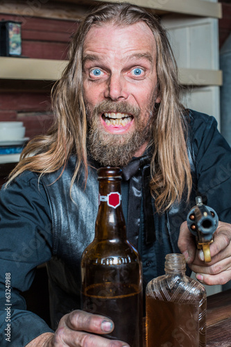 Crazed Western Man at Table