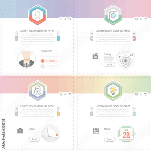 flat widget elements with icons for website, mobile and printing