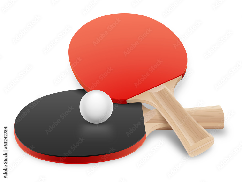 Raquettes et balle de ping pong vectorielles 1 - obrazy, fototapety, plakaty 