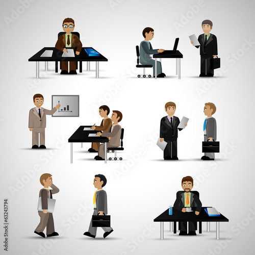 Business People Set - Isolated On Gray Background