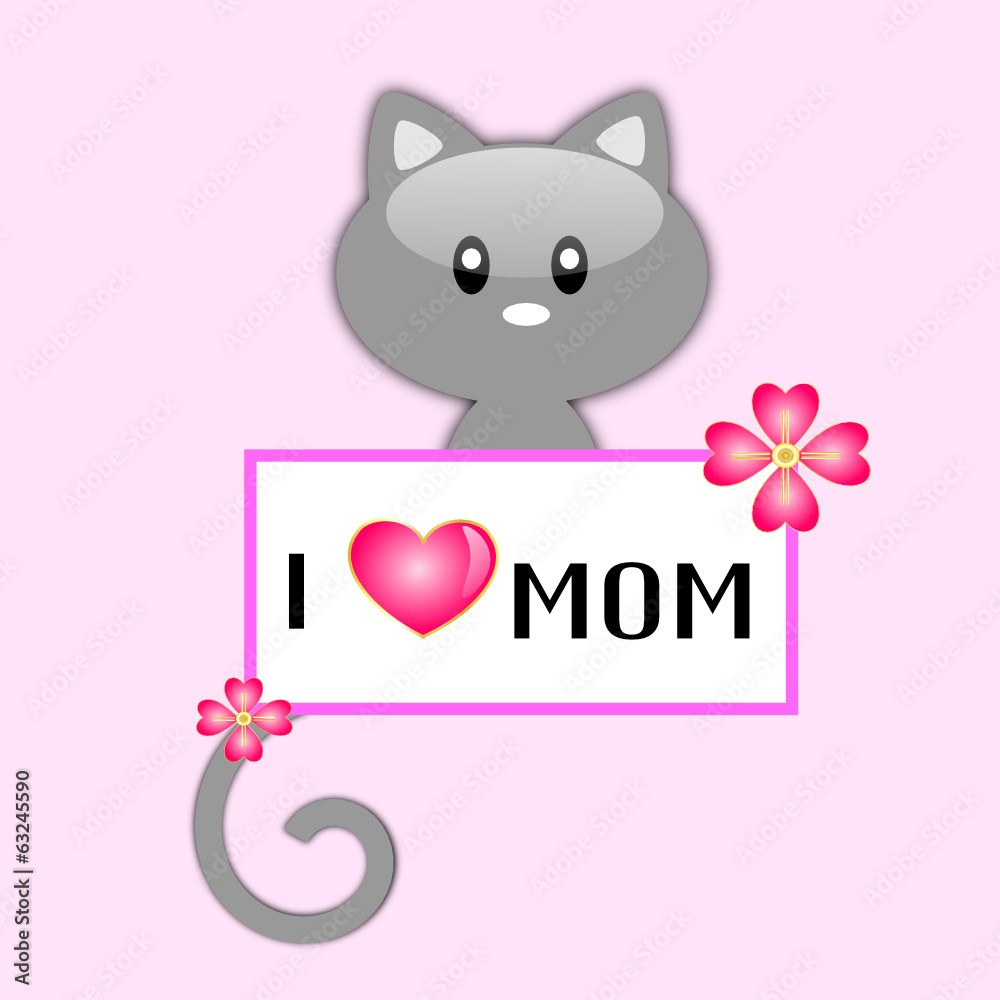 Gatto con messaggio d'auguri per la festa della mamma Gatto con messaggio d'auguri per la festa della mamma
