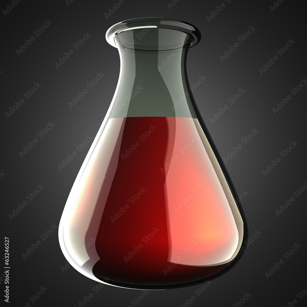 Laboratory glassware with blood on gray background Laboratory glassware with blood on gray background