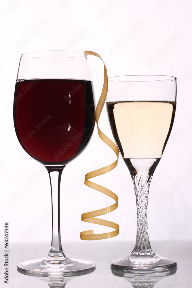 Full glasses of champagne and wine isolated on white Full glasses of champagne and wine isolated on white