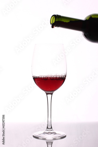 Pouring red wine into wine glass