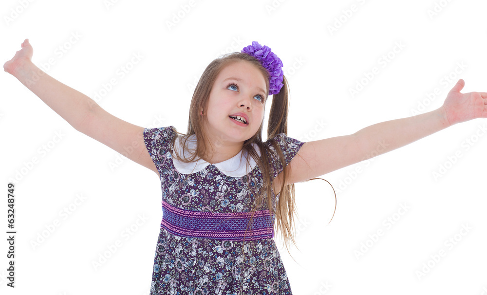 portrait of charming little girl with long hair. portrait of charming little girl with long hair.