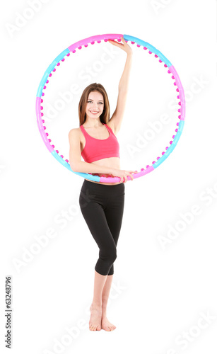 Woman doing exercises with ...