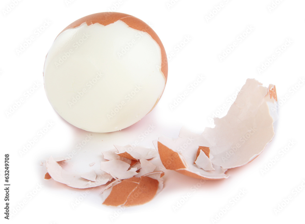 Peeled boiled egg isolated on white Peeled boiled egg isolated on white