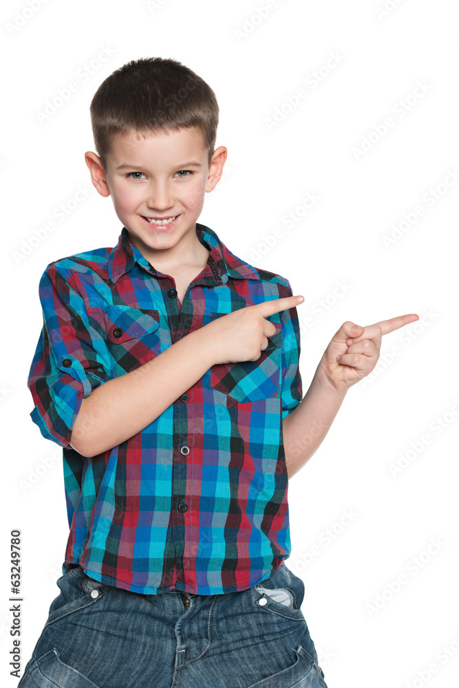 Young boy showing his fingers aside Young boy showing his fingers aside